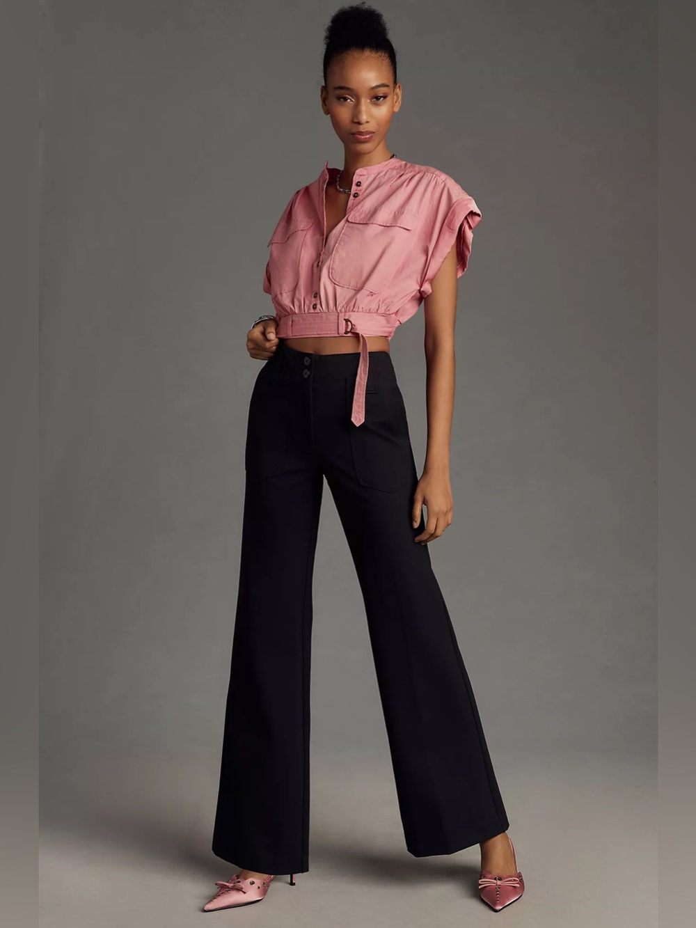 Anthropologie Maeve The Naomi Ponte Wide-Leg Flare Pants 2 Petite